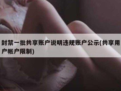 封禁一批共享账户说明违规账户公示(共享用户帐户限制)